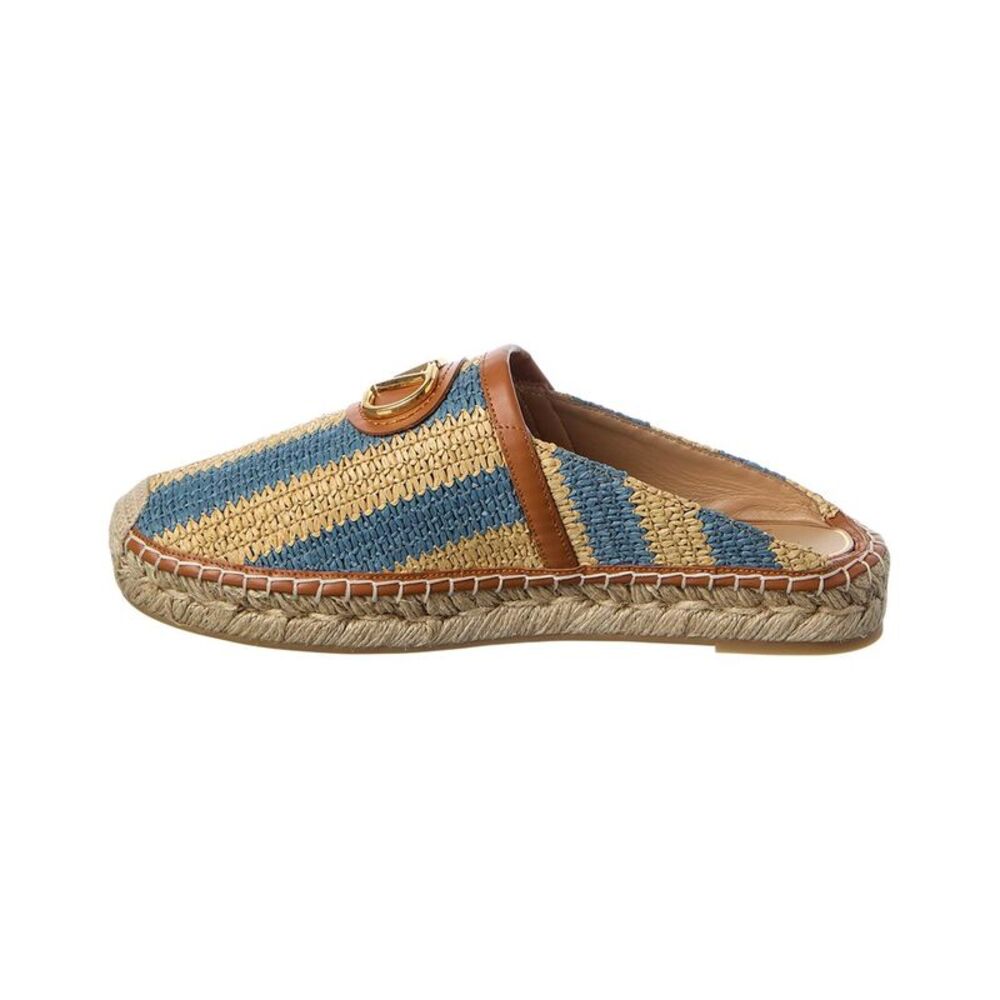Valentino Vlogo Signature Straw & Leather Mule, Brown - Picture 2 of 5